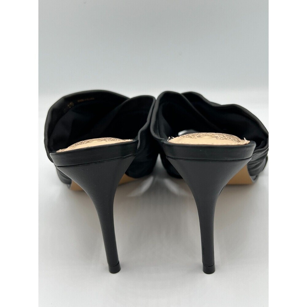 VINCE CAMUTO Clarstie Peep Toe Black Leather Stiletto Heels Sandals 6M - Picture 2 of 9